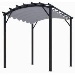 Mobilier De Jardin -Mobilier De Jardin pergola arche aluminiumacier gris anthracite 1122m avec toit en toile polyester 140grm gris habrita 1
