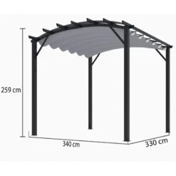 Pergola Arche Aluminium/acier Gris Anthracite 11,22m² Avec Toit En Toile Polyester 140gr/m² Gris HABRITA -Mobilier De Jardin pergola arche aluminiumacier gris anthracite 1122m avec toit en toile polyester 140grm gris habrita 2