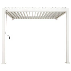 Pergola Bioclimatique Adossée En Alu Blanc 3x3m Ombrea -Mobilier De Jardin pergola bioclimatique adossee en alu blanc 3x3m ombrea 4