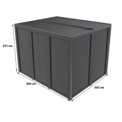 Pergola Bioclimatique Alu Anthracite 10,80m² Toit Avec Lames Ovales Alu + Ventelles Pour Les Côtés 3m Et 3,60m – HABRITA -Mobilier De Jardin pergola bioclimatique alu anthracite 1080m toit avec lames ovales alu ventelles pour les cotes 3m et 360m habrita 2