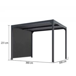 Pergola Bioclimatique Aluminium Anthracite 10,80m² Toit Avec Lames Ovales Aluminium + Rideau Gris Pour Côté 3m HABRITA -Mobilier De Jardin pergola bioclimatique aluminium anthracite 1080m toit avec lames ovales aluminium rideau gris pour cote 3m habrita 1