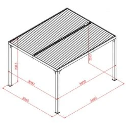 Pergola Bioclimatique Aluminium Anthracite 10,80m² Toit Avec Lames Ovales Aluminium + Rideau Gris Pour Côté 3m HABRITA -Mobilier De Jardin pergola bioclimatique aluminium anthracite 1080m toit avec lames ovales aluminium rideau gris pour cote 3m habrita 3