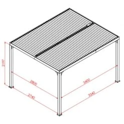 Pergola Bioclimatique Aluminium Anthracite 10,80m² Toit Avec Lames Ovales Aluminium + Rideau Gris Pour Côté 3m HABRITA -Mobilier De Jardin pergola bioclimatique aluminium anthracite 1080m toit avec lames ovales aluminium rideau gris pour cote 3m habrita 4