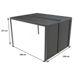 Pergola Bioclimatique Aluminium Anthracite 10,80m² Toit Avec Lames Ovales Aluminium + Ventelles Latérales Pour Côté 3m – HABRITA -Mobilier De Jardin pergola bioclimatique aluminium anthracite 1080m toit avec lames ovales aluminium ventelles laterales pour cote 3m habrita 3