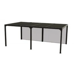 Pergola Bioclimatique Aluminium Anthracite 21,52m² + Toit Avec Lames Ovales + 2 Rideaux Pour Côté 5,98m HABRITA -Mobilier De Jardin pergola bioclimatique aluminium anthracite 2152m toit avec lames ovales 2 rideaux pour cote 598m habrita 3