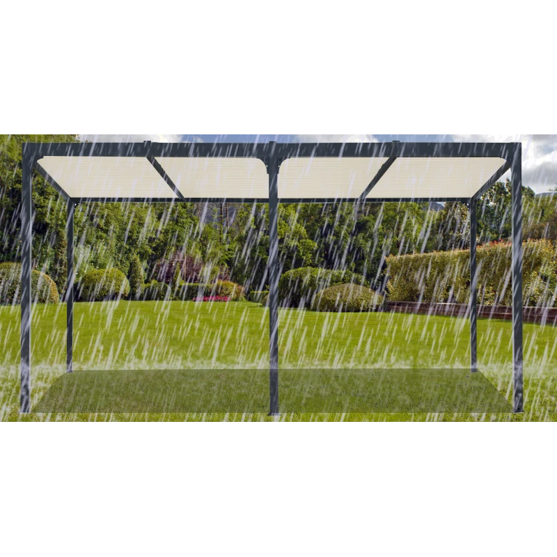 Pergola Bioclimatique Aluminium Anthracite 21,52m² + Toit Avec Lames Ovales écru HABRITA 4 Pergola Bioclimatique Aluminium Anthracite 21,52m² + Toit Avec Lames Ovales écru HABRITA – Image 4