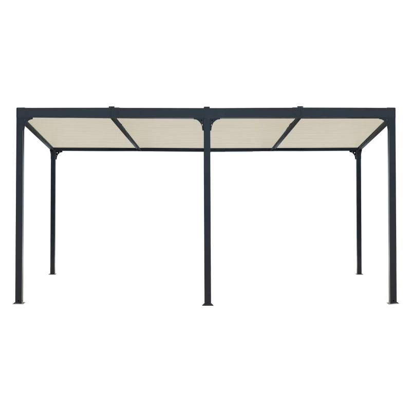 Pergola Bioclimatique Aluminium Anthracite 21,52m² + Toit Avec Lames Ovales écru HABRITA 1 Pergola Bioclimatique Aluminium Anthracite 21,52m² + Toit Avec Lames Ovales écru HABRITA