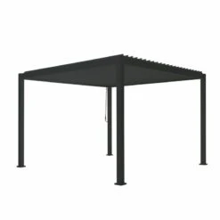 Nouvelles versions -Mobilier De Jardin pergola bioclimatique autoportante en alu anthracite 3x3m ombrea 1