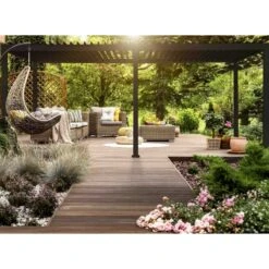 Nouvelles versions -Mobilier De Jardin pergola bioclimatique autoportante en alu anthracite 3x6m ombrea 1