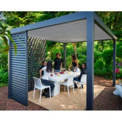 Pergola Bioclimatique Autoportante En Alu Anthracite - Lames Blanches - 3x4m Ombrea 8 Pergola Bioclimatique Autoportante En Alu Anthracite - Lames Blanches - 3x4m Ombrea -Mobilier De Jardin pergola bioclimatique autoportante en alu anthracite lames blanches 3x4m ombrea 2