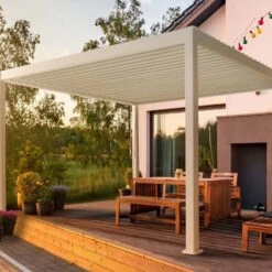 Pergola Bioclimatique Ombréa Autoportante 3x4M - Blanc - S1