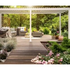 Pergola Bioclimatique Autoportante En Alu Blanc 3x6m Ombrea -Mobilier De Jardin pergola bioclimatique autoportante en alu blanc 3x6m ombrea 3