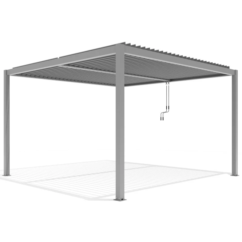 Pergola Bioclimatique Autoportante En Aluminium Gris Clair 4x4m - X-METAL 2 Pergola Bioclimatique Autoportante En Aluminium Gris Clair 4x4m - X-METAL – Image 2