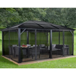 Pergola De Jardin Meridien 365x485cm En Aluminium Anthracite Et Polycarbonate 8mm – SOJAG -Mobilier De Jardin pergola de jardin meridien en aluminium anthracite et polycarbonate 8mm sojag 3