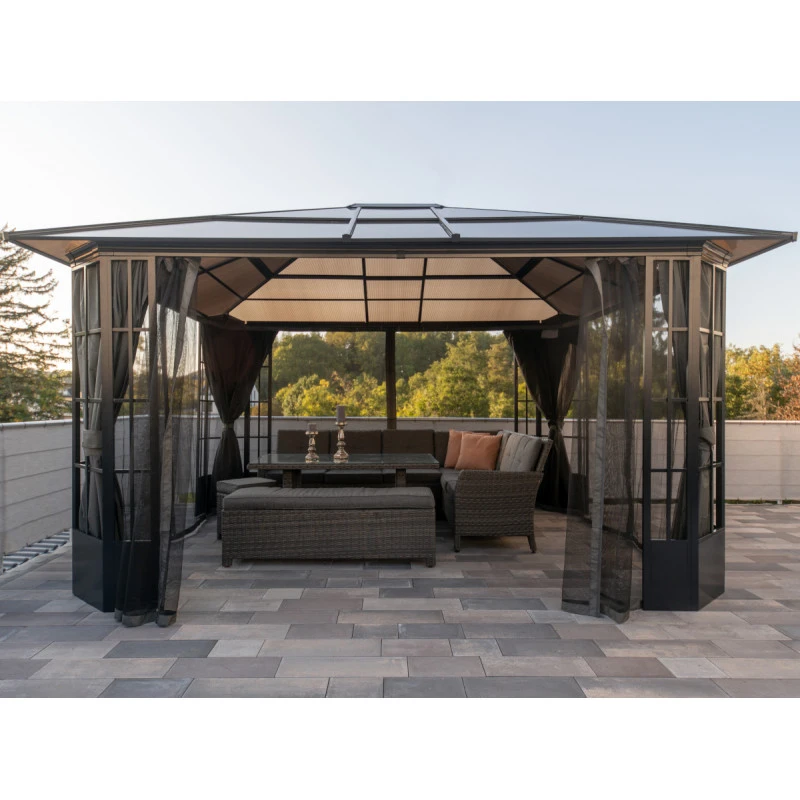 Pergola De Jardin Savino 423x363cm En Aluminium Anthracite Et Polycarbonate 8mm – SOJAG 3 Pergola De Jardin Savino 423x363cm En Aluminium Anthracite Et Polycarbonate 8mm – SOJAG – Image 3