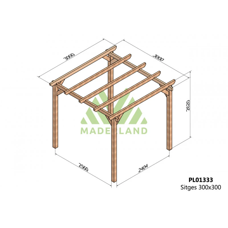 Pergola En Bois Lamellé-collé 300x300cm Sitges – Maderland 2 Pergola En Bois Lamellé-collé 300x300cm Sitges – Maderland – Image 2