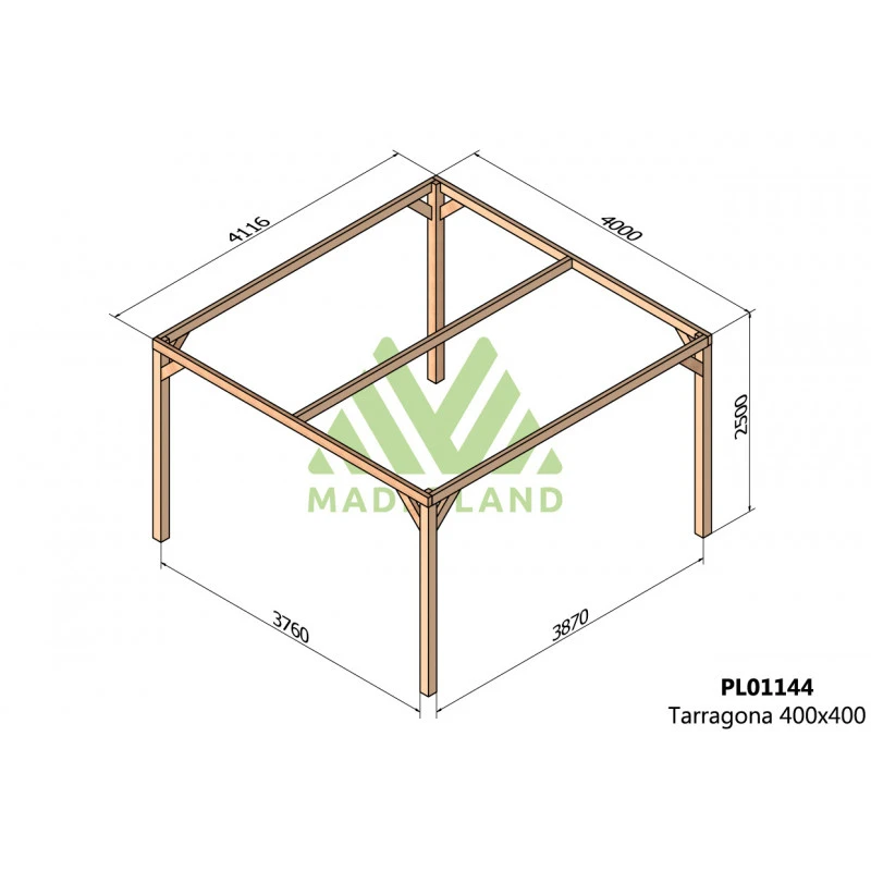 Pergola En Bois Lamellé-collé 400x400cm Tarragona – Maderland 2 Pergola En Bois Lamellé-collé 400x400cm Tarragona – Maderland – Image 2