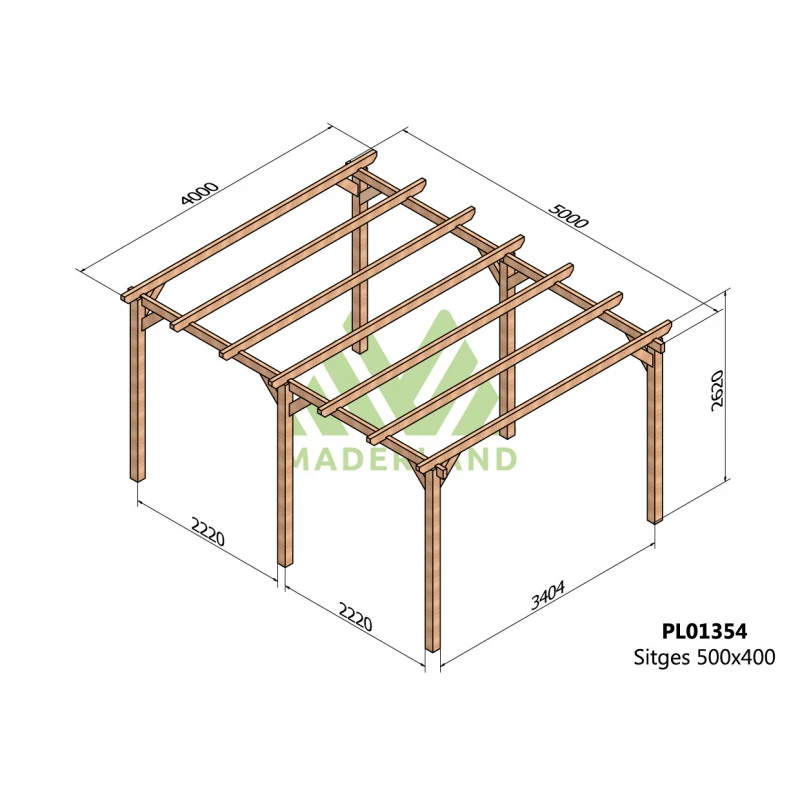Pergola En Bois Lamellé-collé 500x400cm Sitges – Maderland 2 Pergola En Bois Lamellé-collé 500x400cm Sitges – Maderland – Image 2