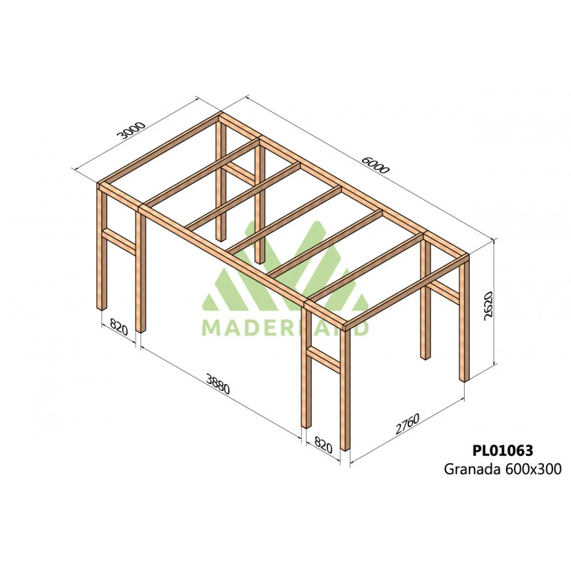 Pergola En Bois Lamellé-collé 600x300cm Granada – Maderland 2 Pergola En Bois Lamellé-collé 600x300cm Granada – Maderland – Image 2