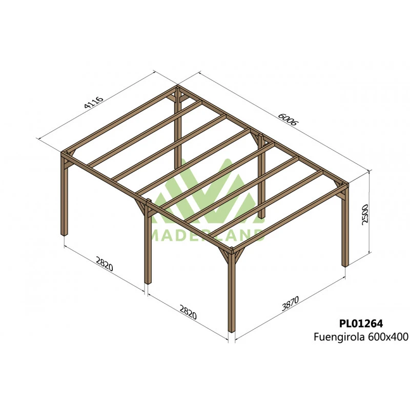 Pergola En Bois Lamellé-collé 600x400cm Fuengirola – Maderland 2 Pergola En Bois Lamellé-collé 600x400cm Fuengirola – Maderland – Image 2