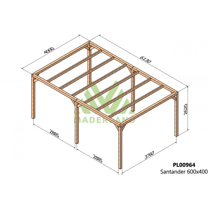 Pergola En Bois Lamellé-collé 600x400cm Santander – Maderland 2 Pergola En Bois Lamellé-collé 600x400cm Santander – Maderland – Image 2