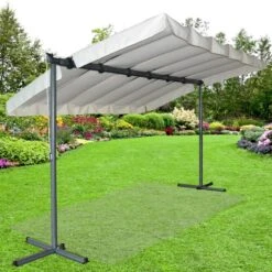 Pergola Marquise En Acier Anthracite 9m² Toile Pivotante Extensible En Polyester 200gr/m² écru - HABRITA -Mobilier De Jardin pergola marquise en acier anthracite 9m toile pivotante extensible en polyester 200grm ecru habrita 2