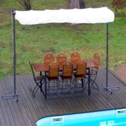 Pergola Marquise En Acier Anthracite 9m² Toile Pivotante Extensible En Polyester 200gr/m² écru - HABRITA -Mobilier De Jardin pergola marquise en acier anthracite 9m toile pivotante extensible en polyester 200grm ecru habrita 4