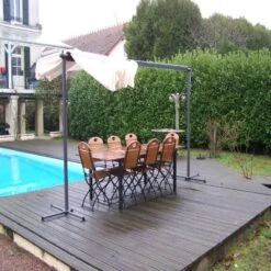 Pergola Marquise En Acier Anthracite 9m² Toile Pivotante Extensible En Polyester 200gr/m² écru - HABRITA -Mobilier De Jardin pergola marquise en acier anthracite 9m toile pivotante extensible en polyester 200grm ecru habrita 5