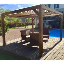 Pergola THERMAUVENT 10,67m² Toit Avec Ventelles Mobiles HABRITA -Mobilier De Jardin pergola thermauvent 1067m en bois avec vantelles sur le toit habrita 5