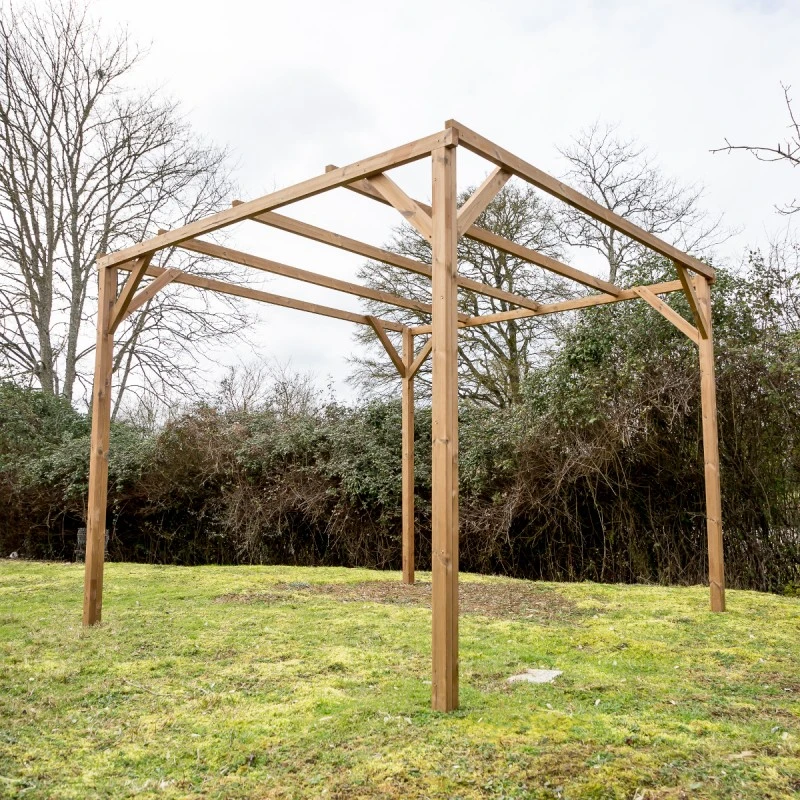 Pergola THONON 8,88m² En Bois Thermo Chauffé Sans Couverture HABRITA 1 Pergola THONON 8,88m² En Bois Thermo Chauffé Sans Couverture HABRITA