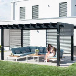 Pergola Yamba 14,6m² En Aluminium Anthracite Avec Store Rétractable - SOJAG -Mobilier De Jardin pergola yamba 146m en aluminium anthracite et store retractable sojag 3