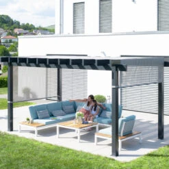 Pergola Yamba 14,6m² En Aluminium Anthracite Avec Store Rétractable - SOJAG -Mobilier De Jardin pergola yamba 146m en aluminium anthracite et store retractable sojag 5
