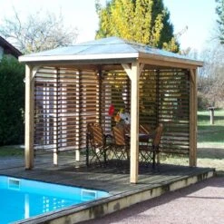 Mobilier De Jardin -Mobilier De Jardin pool house en bois thermo traite 1232m blueterm 2 parois avec ventelles mobiles habrita 1