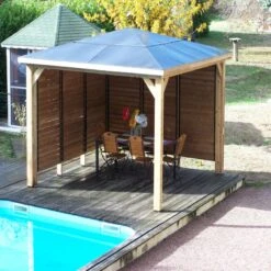 Pool House Blueterm 12,32m² Bois Thermo Chauffé + 2 Parois HABRITA -Mobilier De Jardin pool house en bois thermo traite 1232m blueterm 2 parois avec ventelles mobiles habrita 4
