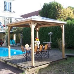 Kiosque Pool House En Bois Thermo Traité 12,32m² BLUETERM, Sans Parois - HABRITA