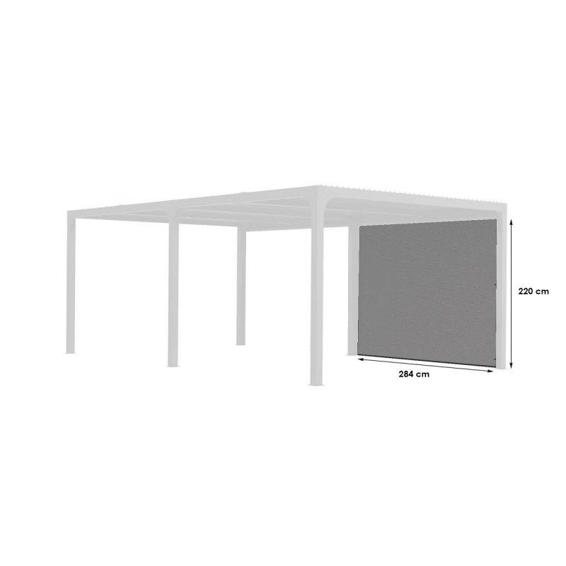 Rideau En PVC Tissé Gris Pour Côté 5,98m De La Pergola Bioclimatique Alu 21,52m² Habrita 2 Rideau En PVC Tissé Gris Pour Côté 5,98m De La Pergola Bioclimatique Alu 21,52m² Habrita – Image 2