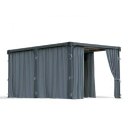 Rideaux En Polyester Gris Pour Pergola Martinique™ 5000 Et Milano™ 4300 - Palram - Canopia -Mobilier De Jardin rideaux en polyester gris pour pergola et martinique 5000 et milano 4300 palram 3