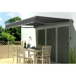 Store Banne Manuel 295x200cm EASY Toile Polyester Grise - X-METAL