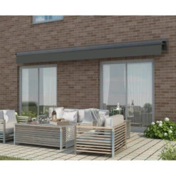 Store Banne Motorisé 350x250cm DECO Toile Polyester Grise - X-METAL -Mobilier De Jardin store banne motorise 350x250cm deco toile polyester grise x metal 5