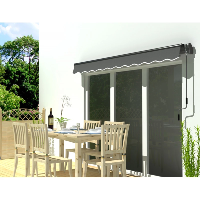 Store Banne Motorisé 350x250cm EASY Toile Polyester Grise - X-METAL 6 Store Banne Motorisé 350x250cm EASY Toile Polyester Grise - X-METAL – Image 6