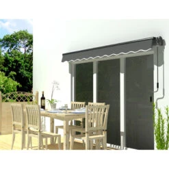 Store Banne Motorisé 395x300cm EASY Toile Polyester Grise - X-METAL -Mobilier De Jardin store banne motorise 395x300cm easy toile polyester grise x metal 2