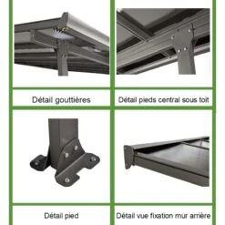 Toit De Terrasse 12,83m² Aluminium Anthracite Et Polycarbonate Habrita -Mobilier De Jardin toit de terrasse 1283m aluminium anthracite et polycarbonate habrita 2