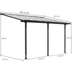 Toit De Terrasse 15,38m² Aluminium Anthracite Et Polycarbonate Habrita -Mobilier De Jardin toit de terrasse 1538m aluminium anthracite et polycarbonate habrita 2