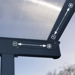 Toit De Terrasse 224x224cm En Aluminium Gris Et Polycarbonate 6mm SIERRA - Canopia By Palram -Mobilier De Jardin toit de terrasse 224x224cm en aluminium gris et polycarbonate 6mm sierra palram 1 4