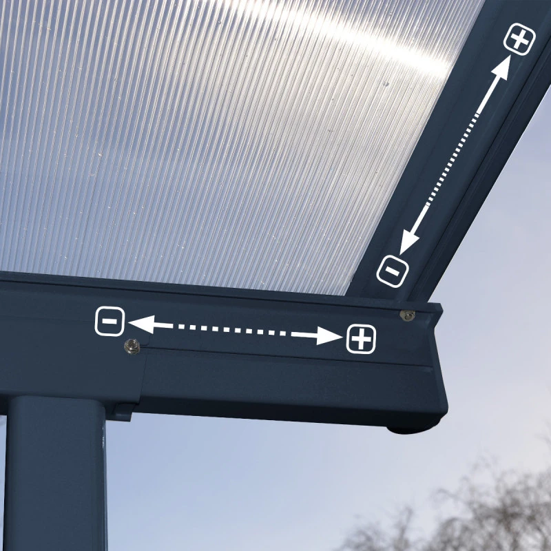 Toit De Terrasse 295x860cm En Aluminium Gris Et Polycarbonate 6mm SIERRA - Canopia By Palram 4 Toit De Terrasse 295x860cm En Aluminium Gris Et Polycarbonate 6mm SIERRA - Canopia By Palram – Image 4