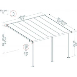 Toit De Terrasse 299x434cm En Aluminium Gris Et Polycarbonate 6mm SIERRA - Canopia By Palram -Mobilier De Jardin toit de terrasse 299x434cm en aluminium gris et polycarbonate 6mm sierra canopia by palram 4