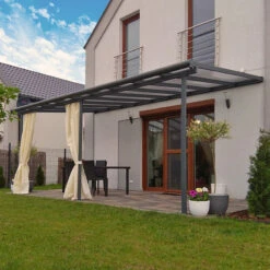 Toit De Terrasse 299x555cm En Aluminium Gris Et Polycarbonate 6mm SIERRA - Canopia By Palram -Mobilier De Jardin toit de terrasse 299x555cm en aluminium gris et polycarbonate 6mm sierra canopia by palram 3