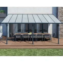 Toit De Terrasse 299x555cm En Aluminium Gris Et Polycarbonate 6mm SIERRA - Canopia By Palram -Mobilier De Jardin toit de terrasse 299x555cm en aluminium gris et polycarbonate 6mm sierra canopia by palram 4