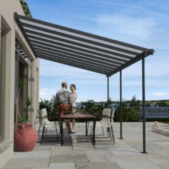 Toit De Terrasse 299x555cm En Aluminium Gris Et Polycarbonate 6mm SIERRA - Canopia By Palram -Mobilier De Jardin toit de terrasse 299x555cm en aluminium gris et polycarbonate 6mm sierra canopia by palram 5