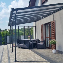 Toit De Terrasse 300x546cm En Aluminium Gris Et Polycarbonate 8mm FERIA - Canopia By Palram -Mobilier De Jardin toit de terrasse 300x546cm en aluminium gris et polycarbonate 8mm feria palram 4